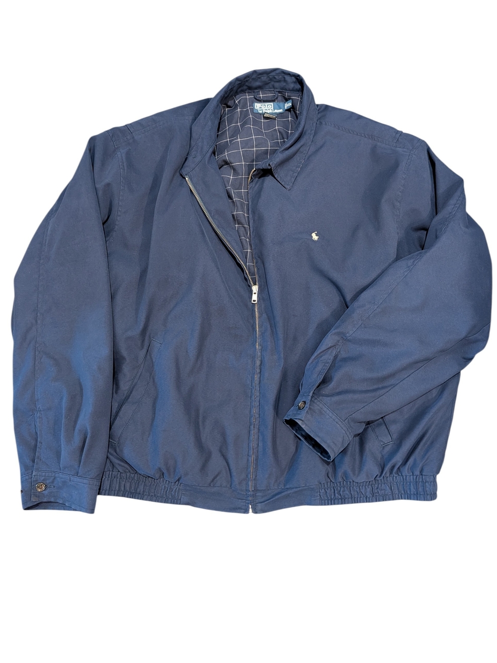 Vintage Polo Ralph Lauren Harrington Jacket Mens XXL Navy Plaid Lined 90s